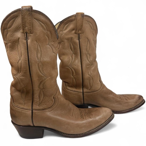 Vintage 90s Dan Post 16537 Tan Leather Western Boots | Made in USA | Men’s 11D - Picture 2 of 10
